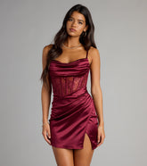 Hillary Satin Corset Lace-Up Mini Dress