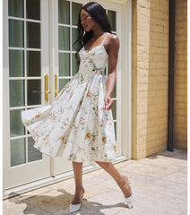 Garden Party Goals Floral Corset A-Line Midi Dress