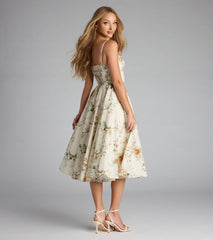Garden Party Goals Floral Corset A-Line Midi Dress