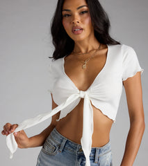 Flirt Served Tie-Front Crop Top