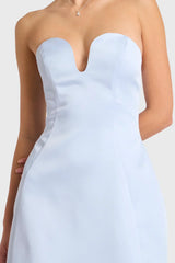 Delicate Drama Strapless Mini Dress Blue