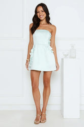 Blossom Hour Strapless Satin Mini Dress Blue