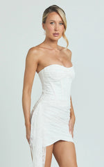 Hazel Mini Dress - Strapless Corset Sequin Dress in Ivory