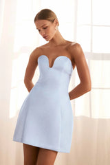 Delicate Drama Strapless Mini Dress Blue