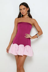 After Hour Sparkle Satin Strapless Mini Dress Pink