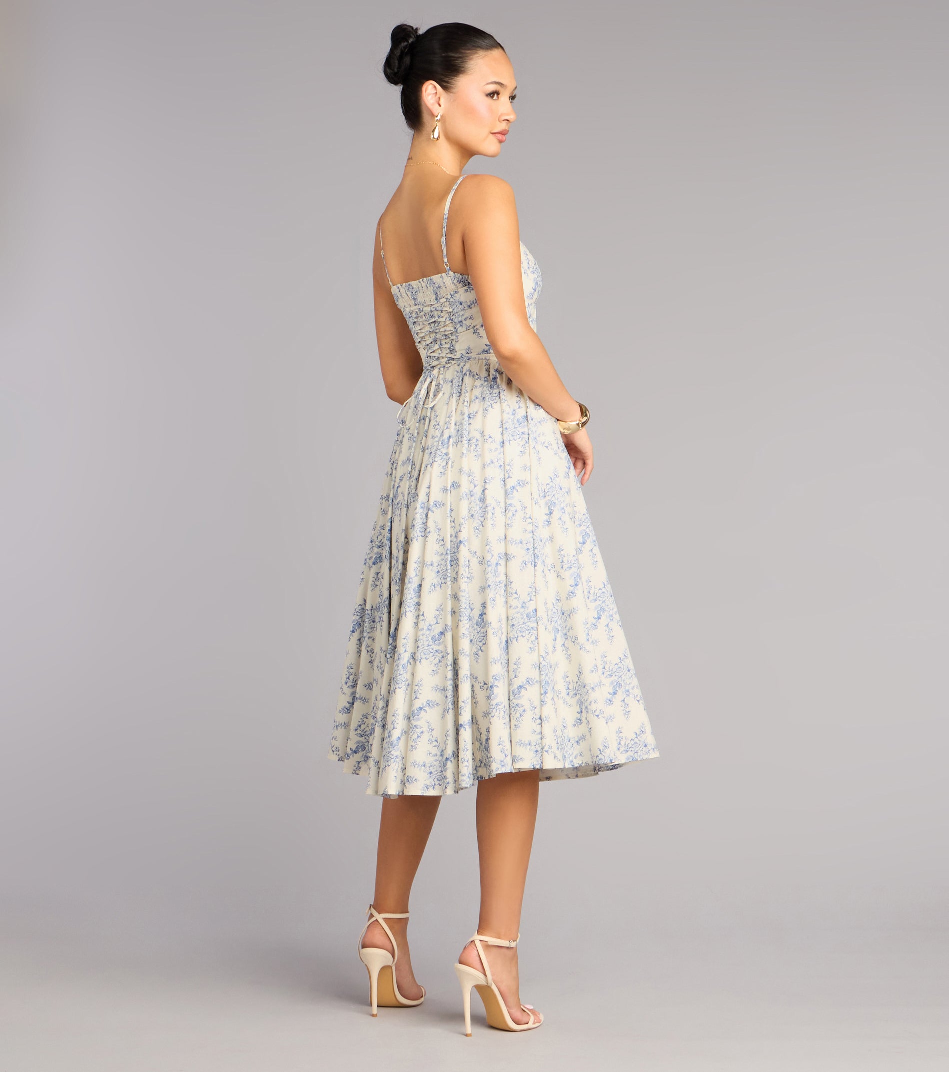 Garden Party Goals Floral Corset A-Line Midi Dress