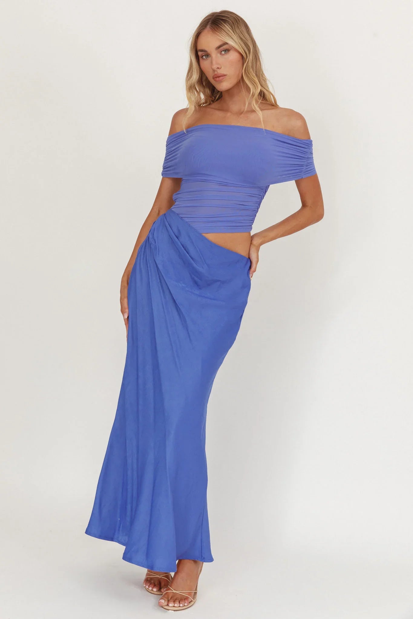 Lorely Off-Shoulder Midi Dress Ocean