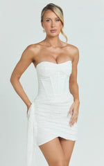 Hazel Mini Dress - Strapless Corset Sequin Dress in Ivory