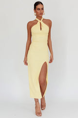 Oracle Halterneck Midi Dress Lemon