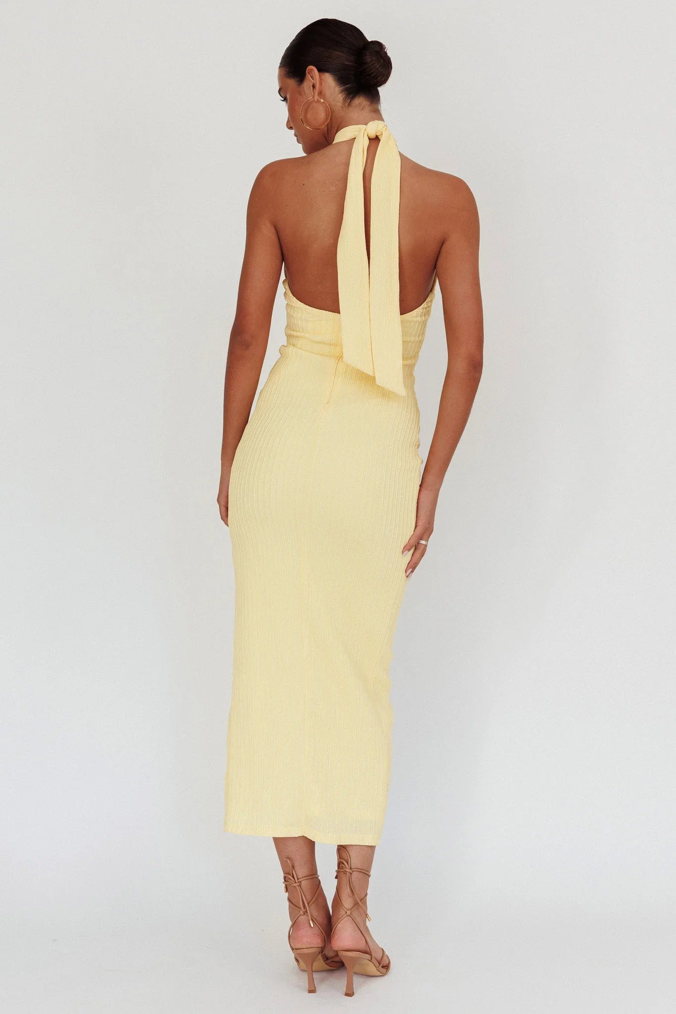 Oracle Halterneck Midi Dress Lemon