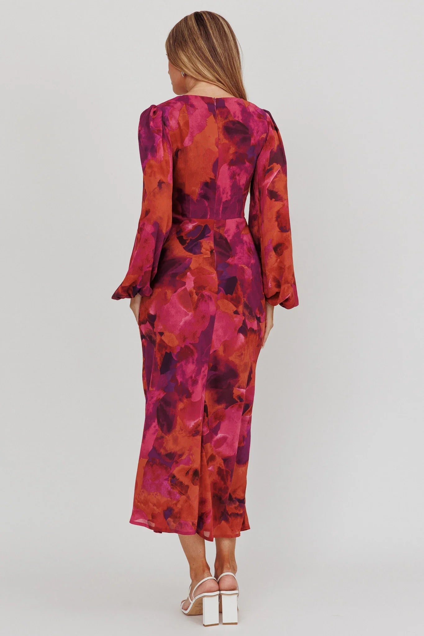 Aurora Dreams Cut-Out Waist Midi Dress Dark Rose